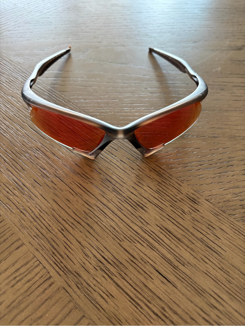 New Oakley suture jacket Matte Brown Smoke Sunglasses with Red-Orange Lenses